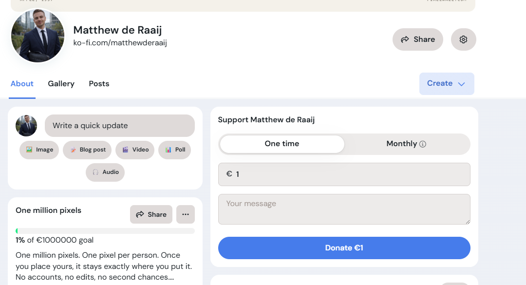 Ko-fi donation panel showing the Your message field where the code must be pasted